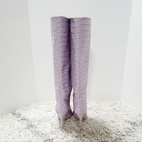 Paris Texas lilac embosed croco Stiletto knee high boots - Picture 8 of 14
